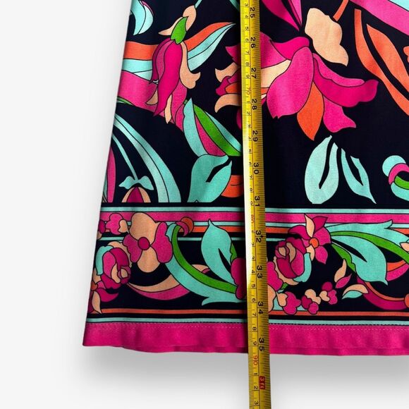 London Times-Dress-3/4 Sleeve-Knee Length-Size 6-Navy Pink-Flower Flourish Swirl - Picture 7 of 8